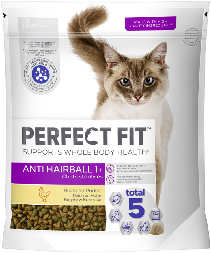 PERFECT FIT Katzen-Trockenfutter 1+ Anti Hairball mit Huhn
